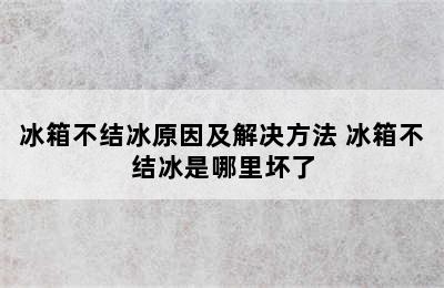 冰箱不结冰原因及解决方法 冰箱不结冰是哪里坏了